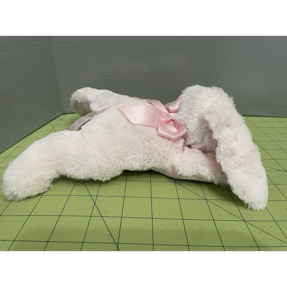 Bearington Baby Collection Bunny Tail Rabbit Plush Toy Rattle Laying Lovey Satin - Picture 5 of 11